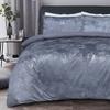 Sleepdown Marble Velvet Metallic Gray Duvet Cover and Pillowcase Set, Double, 200 x 200 cm view 1