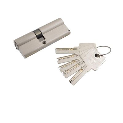 Door Lock Cylinder, 60 mm Length, 32 mm Height, 5 Keys, Double-Sided Interior/Exterior Unlocking
