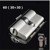 Door Lock Cylinder, 60 mm Length, 32 mm Height, 5 Keys, Double-Sided Interior/Exterior Unlocking view 2