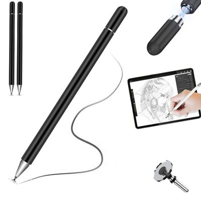 2X TECHGEAR Fine-Tip Stylus for Touchscreens, High Sensitivity, Universal Capacitive Disc, Compatible with iPad 9th Gen/Mini/Pro, iPhone, Smartphones, Tablets and Samsung Galaxy Tab