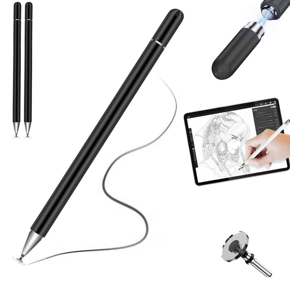 2X TECHGEAR Fine-Tip Stylus for Touchscreens, High Sensitivity, Universal Capacitive Disc, Compatible with iPad 9th Gen/Mini/Pro, iPhone, Smartphones, Tablets and Samsung Galaxy Tab