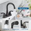 Cinwiny 4-Inch Centerset Bathroom Faucet, 2 Handles, 360° Swivel Spout, Oil-Rubbed Bronze, with Pop-Up Drain view 2