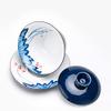 LINLN Hand-Painted Large Gaiwan Bowl, Blue Lotus Chawan Tea Accessory view 2