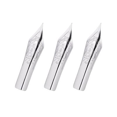 Kaigelu Fountain Pen Replacement Nibs, No. 6, Silver-Colored, EF 0.38 mm, Compatible with Jinhao 100, 450, Yongsheng 699, Majohn T1, C1, 3 Pieces