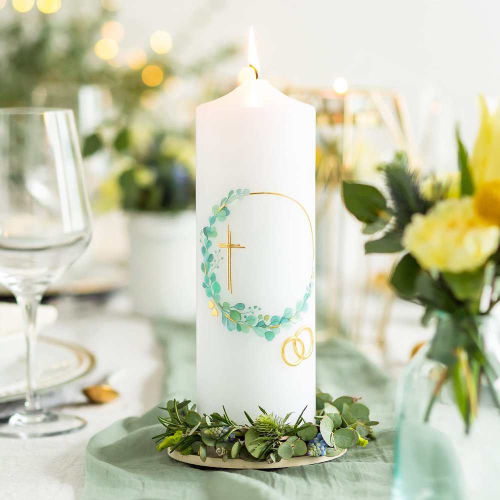 Fritz Cox “Circulo” Gold Wedding Candle, 25 x 8 cm | Quality Candle | Made in Germany | Wedding Gift
