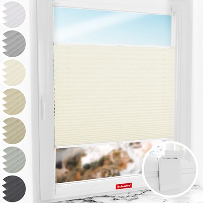 Schuette No-Drill Pleated Blind, Vanilla Sky Beige, 45 x 120 cm, Suprafix Letsbond 2-in-1 Mount