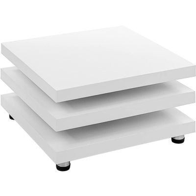 STILISTA Coffee Table with 360° Swivel Tabletops, Cube Design, 73 x 73 cm, Matte White