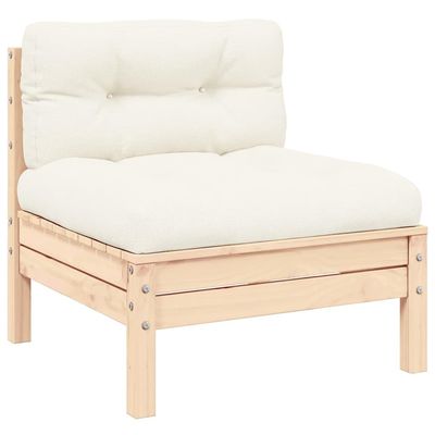 vidaXL Modular Garden Center Sofa with Cream Cushions, Solid Pine