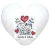 SpecialMe Personalized Heart Pillow with Stick Figures, Names and Quote, White, Includes Filling view 1
