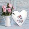 SpecialMe Personalized Heart Pillow with Stick Figures, Names and Quote, White, Includes Filling view 2