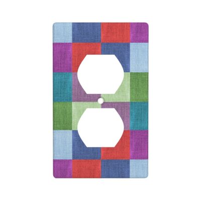 Colorful Geometric Textile Pattern Duplex Outlet Cover, Wall Plate/Switch Decor, 11.4 x 7 cm