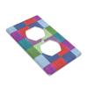 Colorful Geometric Textile Pattern Duplex Outlet Cover, Wall Plate/Switch Decor, 11.4 x 7 cm view 2