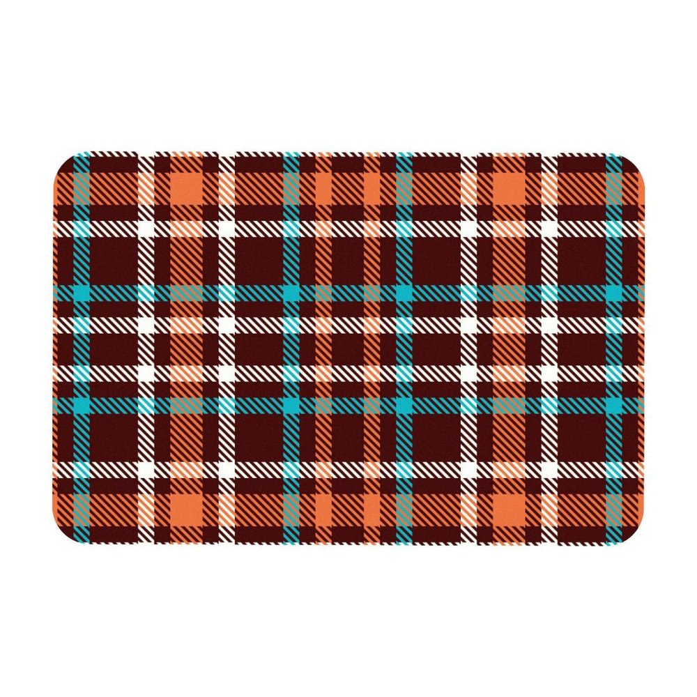 Multifunctional Desk Mat, 45.7 x 71.1 cm, Orange/Brown/Blue Checkered, Dual-Purpose Desk Mat for Office/Home