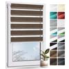 Rollmayer Double Roller Blind, No-Drill Clamp-Fit, Wood-Look Brown, W95 x H220 cm view 1