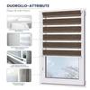 Rollmayer Double Roller Blind, No-Drill Clamp-Fit, Wood-Look Brown, W95 x H220 cm view 3