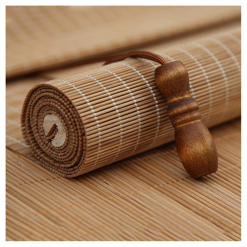 SHUITUKOUU Natural Bamboo Roller Blind, Retro Wood Shade, Blackout/Light-Filtering, 28 x 79 in (W70 x H200 cm)