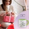 OM3 Good Morning Mouse Coffee Mug with Saying – Cute Mouse with Dandelion – Ceramic – 325 ml – Double-Sided Print – Light Green view 3