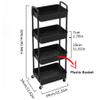 Sywhitta 4-Tier Rolling Cart with Handle, Black view 2