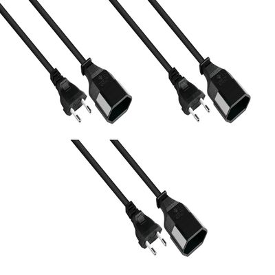 KABELMEISTER Euro Extension Cable, 1 m, 3-Pack, Type C Plug to Euro Socket, Black