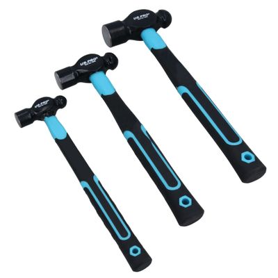 3-Piece Ball-Peen Hammer Set with TPR/Fiberglass Handles, 227 g, 453 g, 907 g