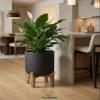Finestgreen Charlie Feet Low | Handmade Planter on Wooden Feet (L: 29.5, H: 34.5 cm, Black) | Pottery Pots view 2