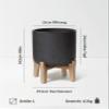 Finestgreen Charlie Feet Low | Handmade Planter on Wooden Feet (L: 29.5, H: 34.5 cm, Black) | Pottery Pots view 3