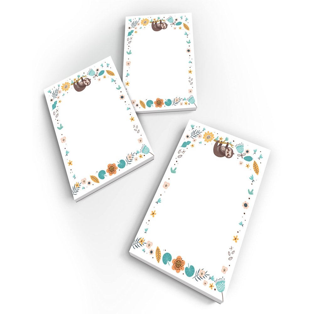 Junapack 12 Mini Sloth Notepads, Party Favors for Kids' Birthdays, A7