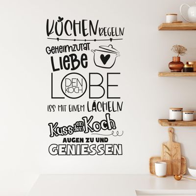 GRAZDesign Kitchen Rules Wall Decal, Funny Kitchen House Rules Sticker, Self-Adhesive, 101 x 57 cm, White