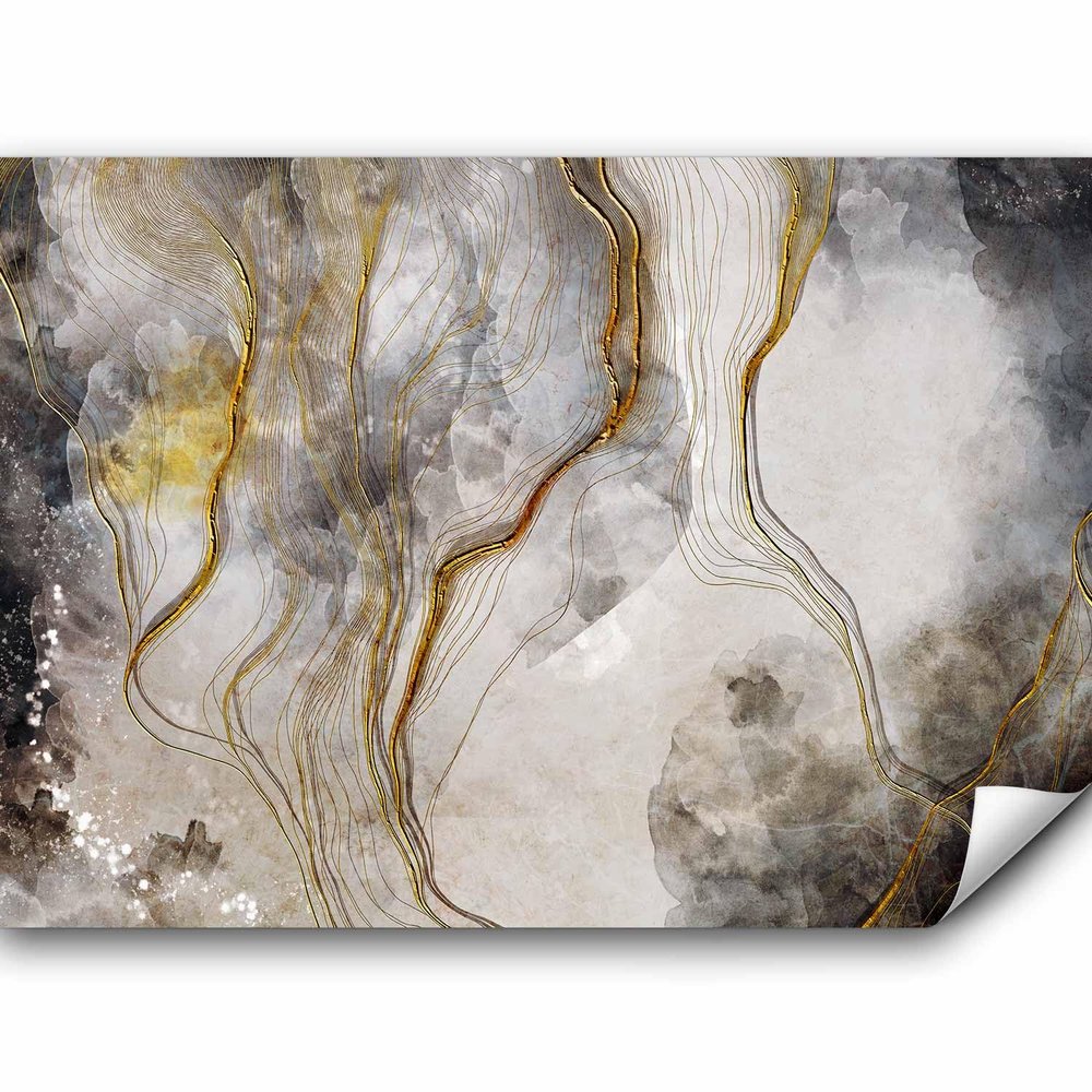murando Abstract Non-Woven Photo Wallpaper, 150 x 105 cm, Gray Stone/Marble Look, 3D Effect
