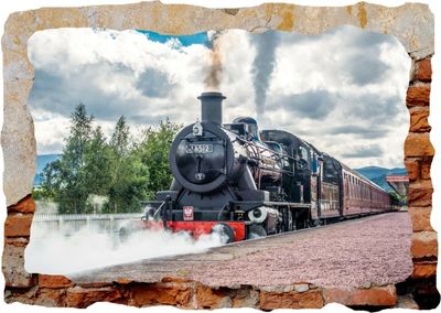 Jacobite Steam Train 3D Smashed Wall View Sticker Poster Vinyl Decal Mural Z169