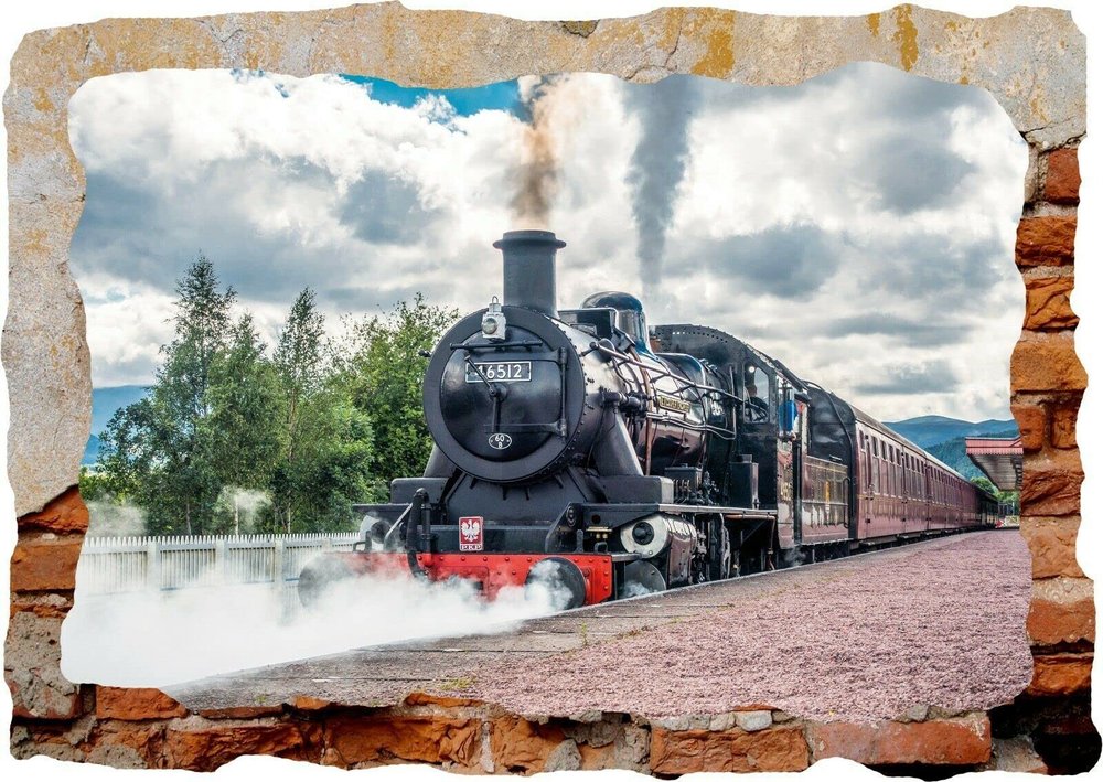 Jacobite Steam Train 3D Smashed Wall View Sticker Poster Vinyl Decal Mural Z169