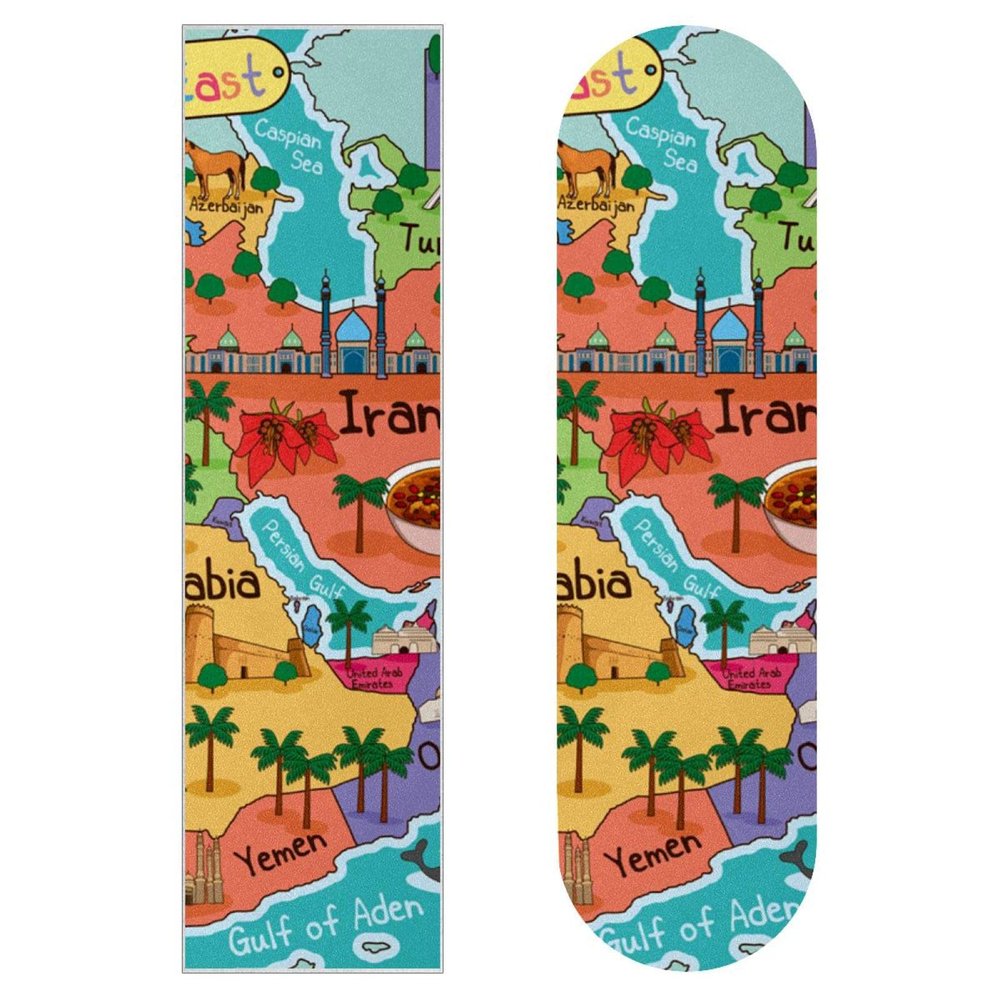 Cartoon Skateboard Grip Tape, Middle East Design, 2-Piece