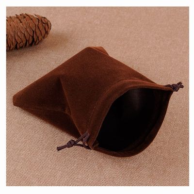 Egurs Velvet Drawstring Jewelry Gift Bags, Brown, 20 Count, 9 x 12 cm