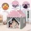 COSTWAY Kids Playhouse Tent with Star Lights, Princess Tent with Window and Mat, Double Curtains, Pink view 4