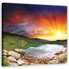 Feeby Nonwoven Canvas Print Sunset Lake Hills 50 x 50 cm view 1