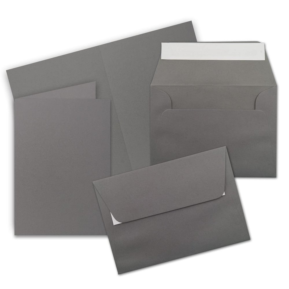 75-Piece Folded Card Set DIN A6/C6, Graphite Gray, Peel-and-Seal