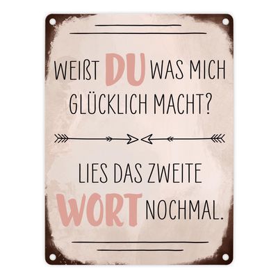 You Make Me Happy Metal Sign, 15 x 20 cm – Valentine's Day Gift
