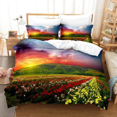 Children’s Bedding Set, 100 x 135 cm, Colorful Flower Meadow 3D Print