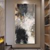 Modern Abstract Black-and-White Canvas Wall Art, 80 x 160 cm, Frameless view 2