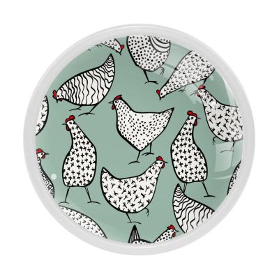 4-Piece Kitchen Cabinet Knob Set, Round Chicken-Rooster Pattern