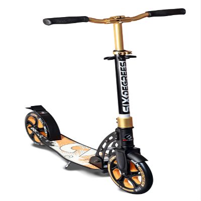 SIX DEGREES Aluminum Scooter with Folding Mechanism and Kickstand, 230/215 mm, ABEC 7, Height-Adjustable, GS-Tested, Gold