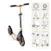SIX DEGREES Aluminum Scooter with Folding Mechanism and Kickstand, 230/215 mm, ABEC 7, Height-Adjustable, GS-Tested, Gold view 2