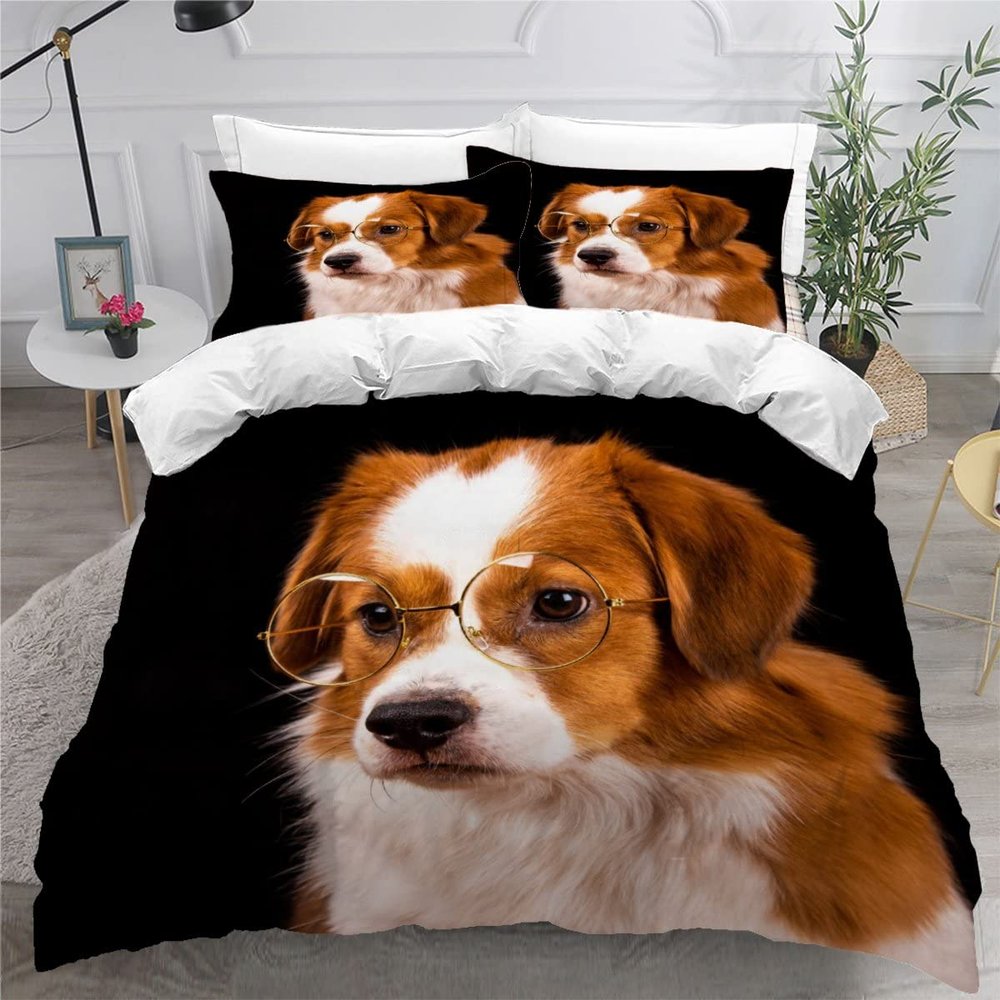 AOYNP Pyrenean Mastiff Duvet Cover Set, 200 x 200 cm, 3-Piece Microfiber