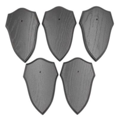 Generic 5-Piece Shield-Shaped Trophy Plaques, AF 19 x 11 cm, Pointed, Dark Oak, for Roe Deer Trophies