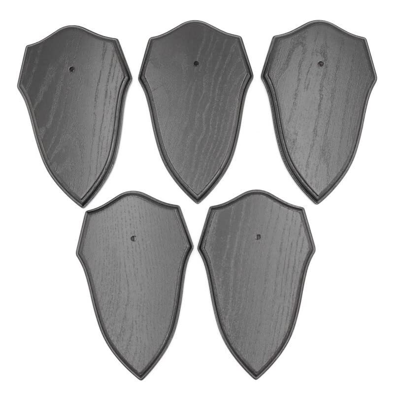 Generic 5-Piece Shield-Shaped Trophy Plaques, AF 19 x 11 cm, Pointed, Dark Oak, for Roe Deer Trophies