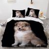AOYNP Shetland 3D Puppy Bedding Set, 155 x 220 cm, Soft Microfiber, Zipper, 2 Pillowcases view 2