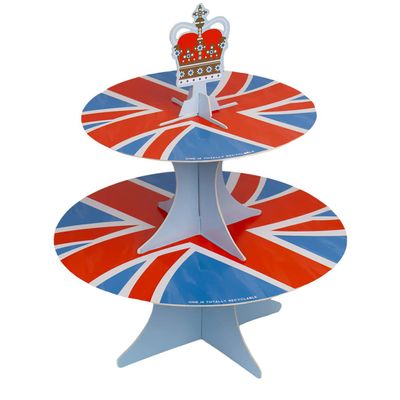 Coronation Reversible Paper Cake Stand, Union Jack and Crown, 30 cm