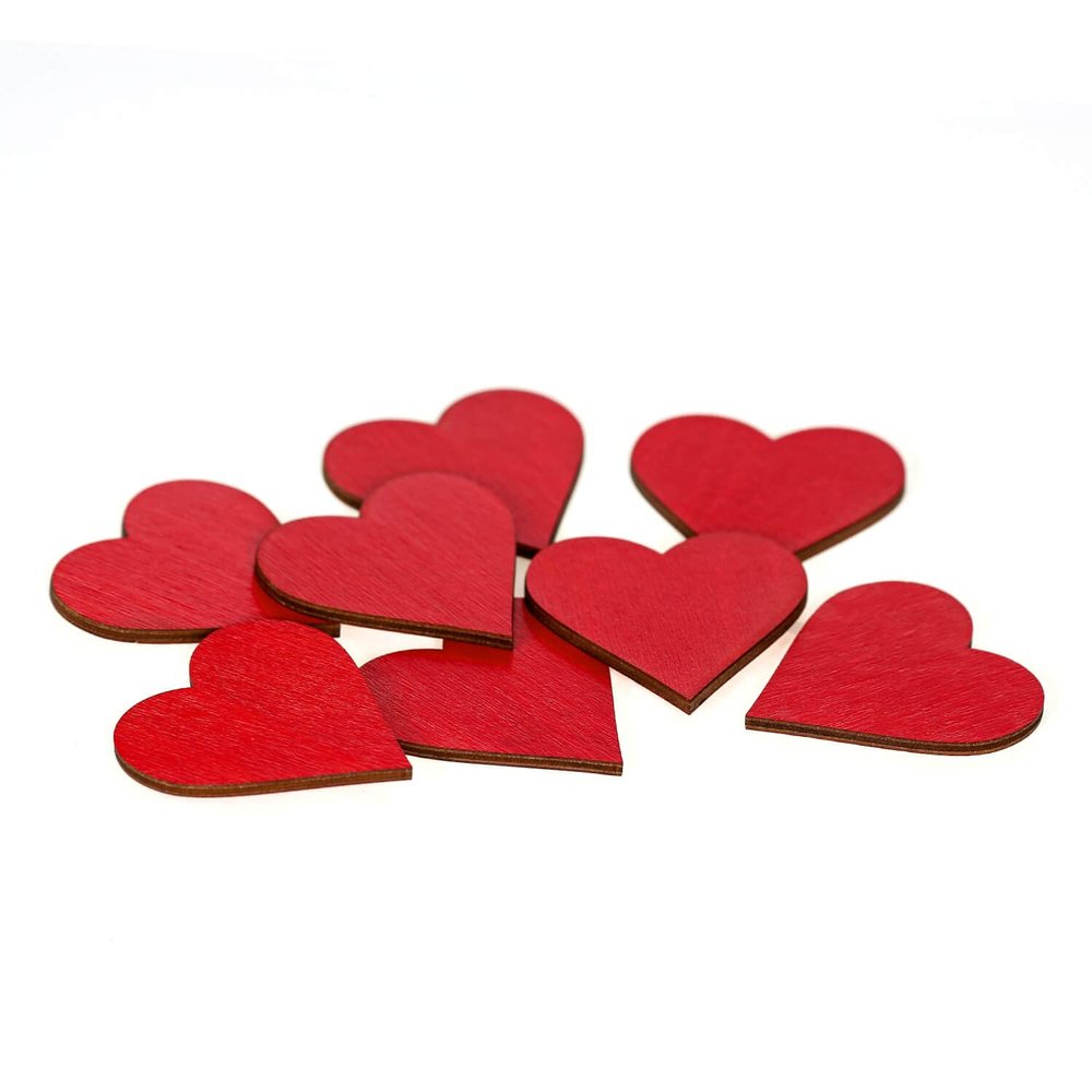 Red Wooden Heart – Painted Both Sides – 3–50 cm DIY Decoration