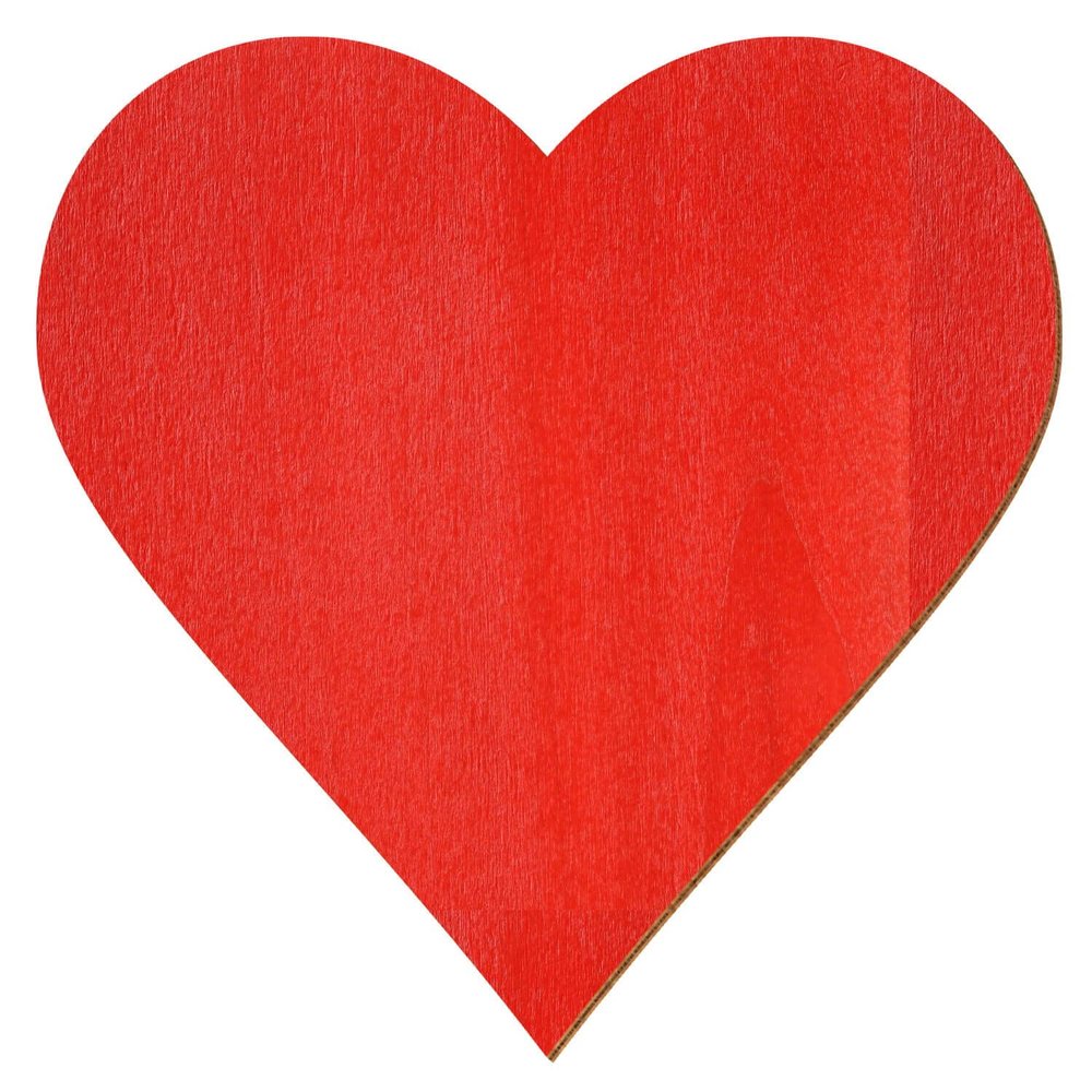 Red Wooden Heart for Décor and Crafts, 3–50 cm