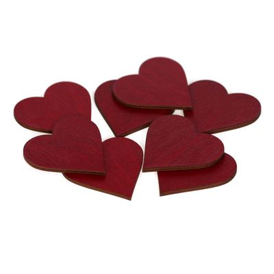 Dark Red Wooden Heart, Double-Sided Painted, 3–50 cm